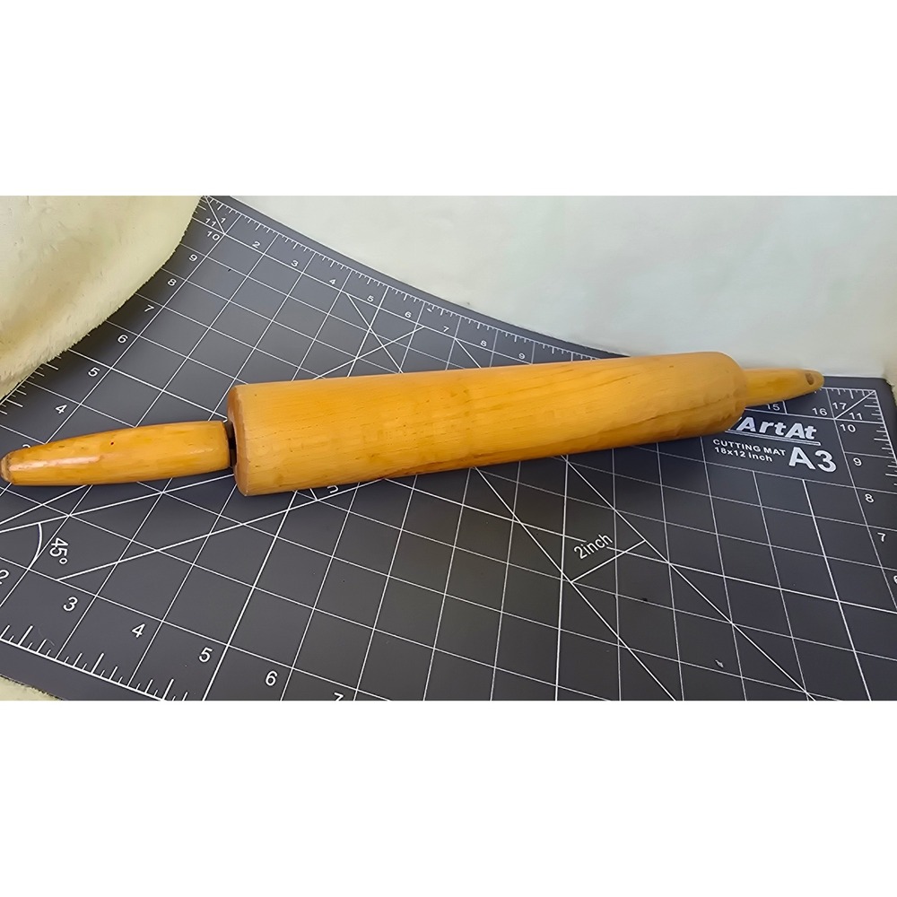 Vintage Wooden Rolling Pin 17.5 Inch Classic Ball Bearing Natural Wood Baker